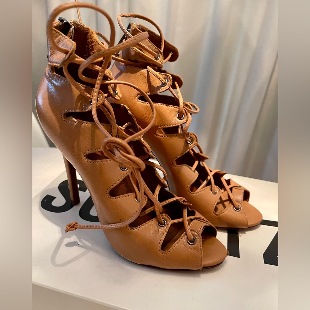 Beige Tan Strappy Sandal Heel